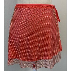 Outcast Orange Rhinestone Swimsuit Cover Wrap Skirt